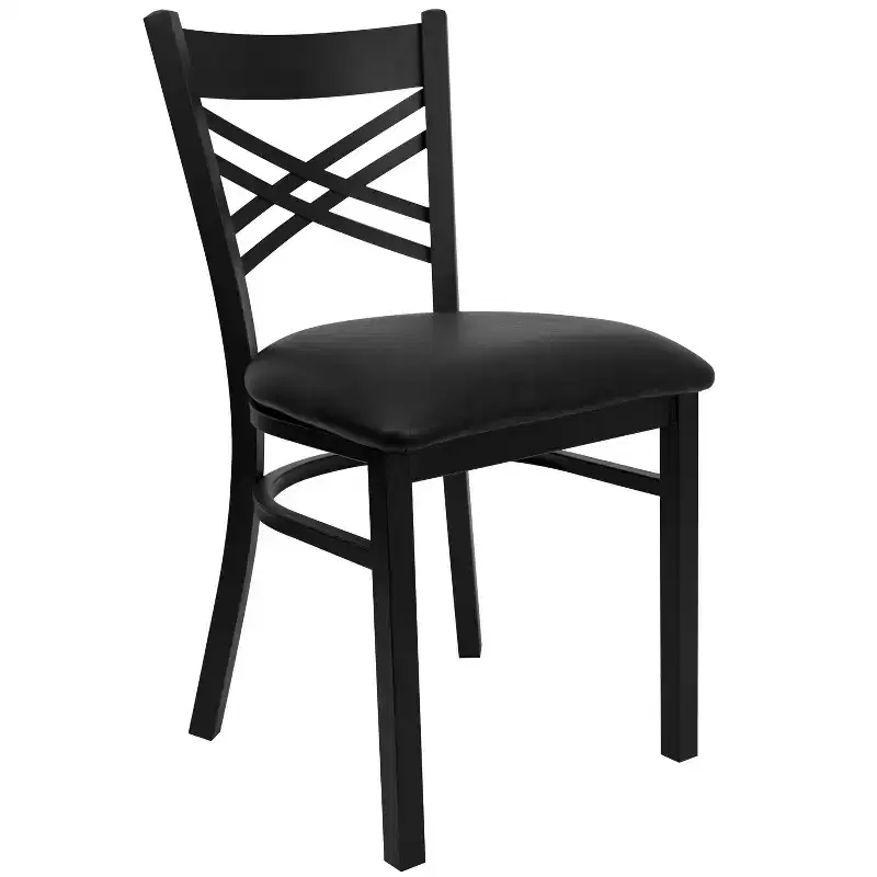 Emma and Oliver Black X Back Metal Restaurant Dining Chair