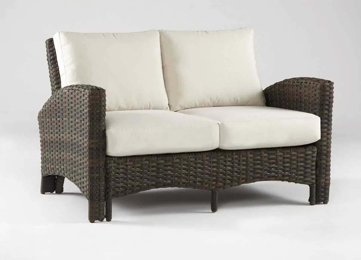 Outdoor Loveseat Chocolate Wicker Aluminum Frame Patio Sofa