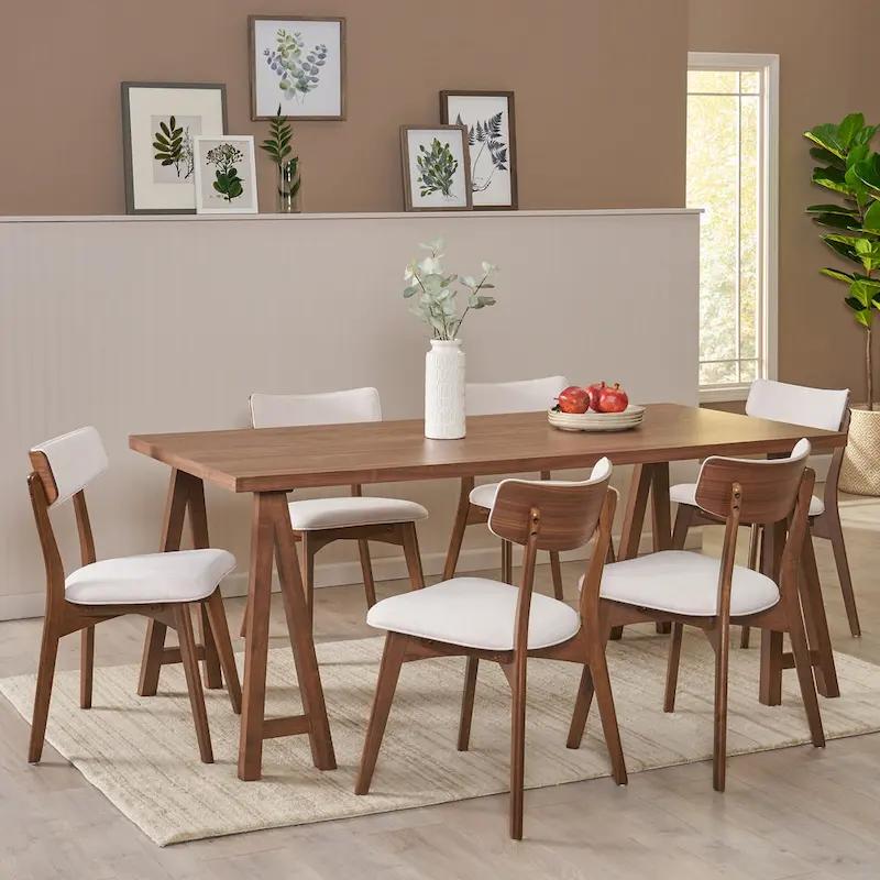 Chazz Mid-Century Modern 7 Piece Dining Set with A-Frame Table by Christopher Knight Home