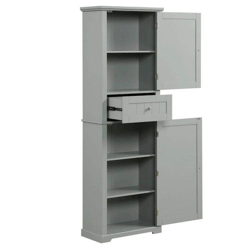 Tall Bathroom Storage Cabinet Freestanding Storage Cabinet with Drawer and Adjustable Shelf MDF Board with Painted Finish