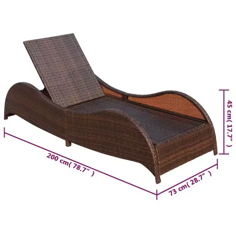 vidaXL Sun Loungers PE Rattan Large Adjustable Armrests