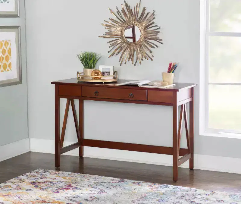 Writing Desk with Drawer, Pine Wood Frame