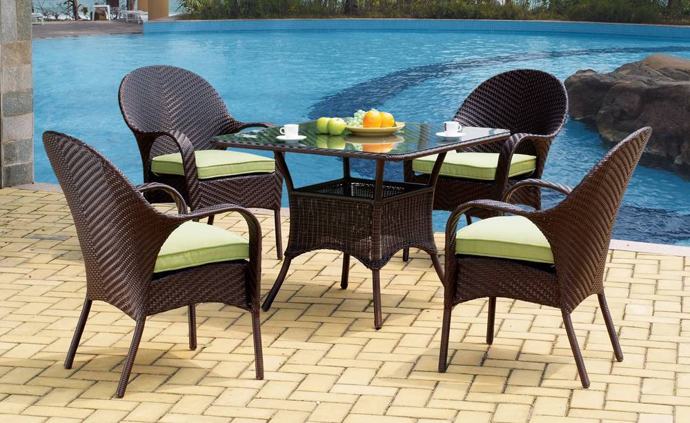 Outdoor Patio Bistro Chair Chocolate Wicker Aluminum Frame