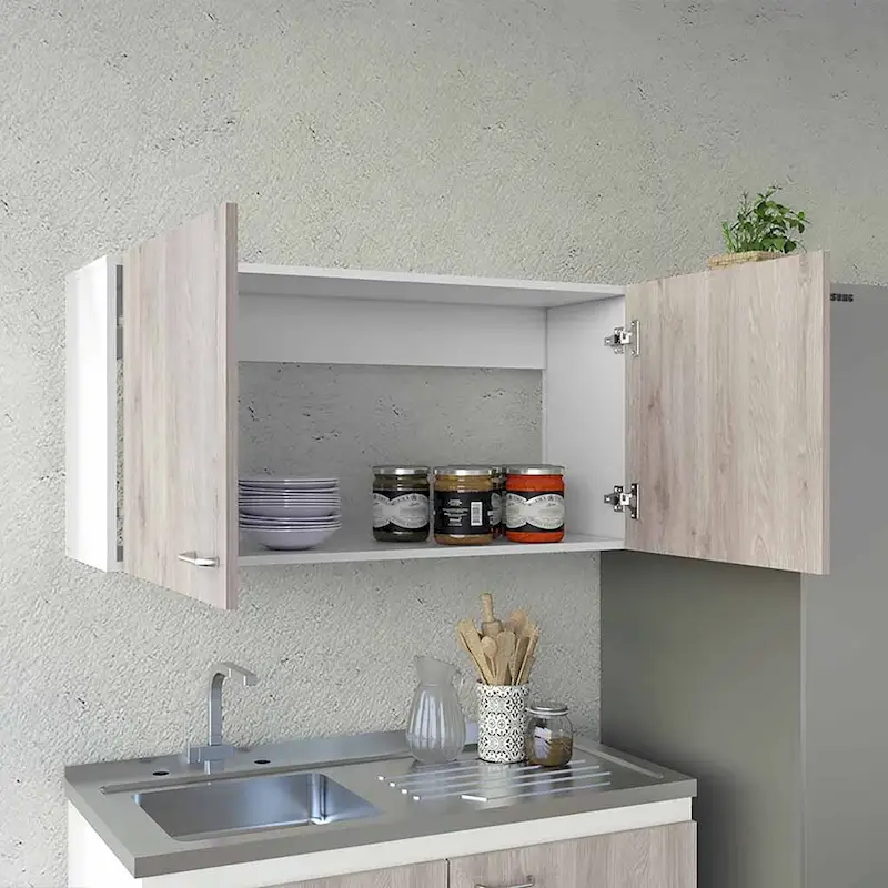 Wall Cabinet, Two Shelves, Double Door, White / Light Gray Finish