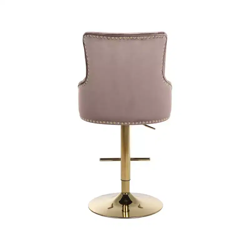Pink Velvet Adjustable Bar or Counter Stool