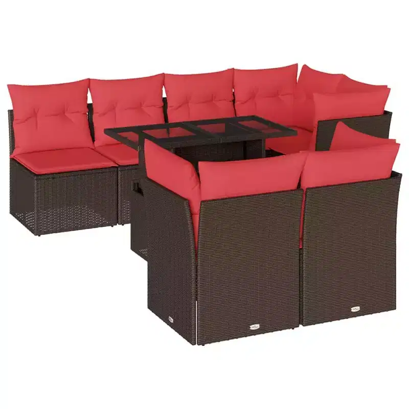 vidaXL Patio Sofa Set with Cushions Modular Outdoor Seating 8 Piece Poly Rattan