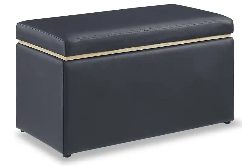 32 Storage Ottoman - Navy Faux Leather