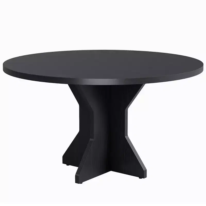 Round Dining Table for 4-6 People, 47 Wood Kitchen Dinner Table with Pedestal Base, Modern Circle Table for Living Room, Kitchen, No Chair