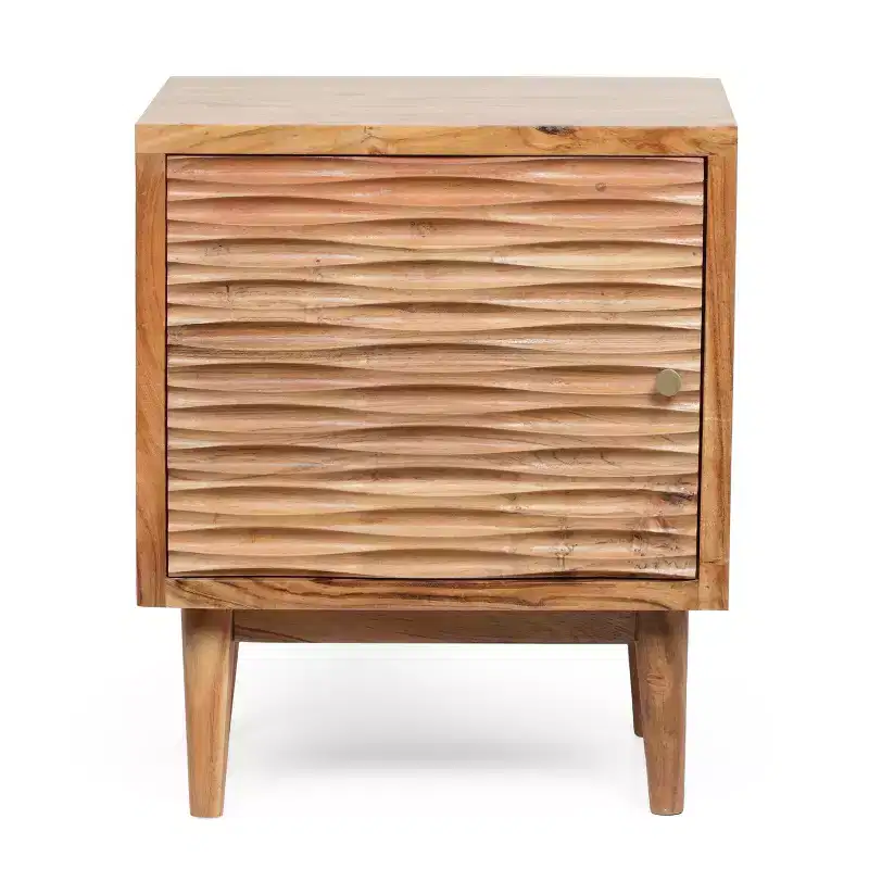 GDFStudio Luttrell Boho Handmade Acacia Wood Nightstand