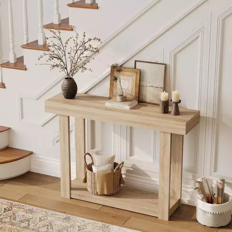 46 Farmhouse Console Table, Narrow Entryway Sofa Table, Industrial Accent Table, Easy Assembly, for Hallway, Foyer, Living Room
