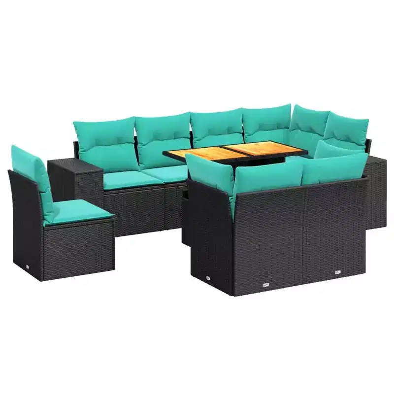 vidaXL 9 Piece Patio Sofa Set with Cushions Poly Rattan