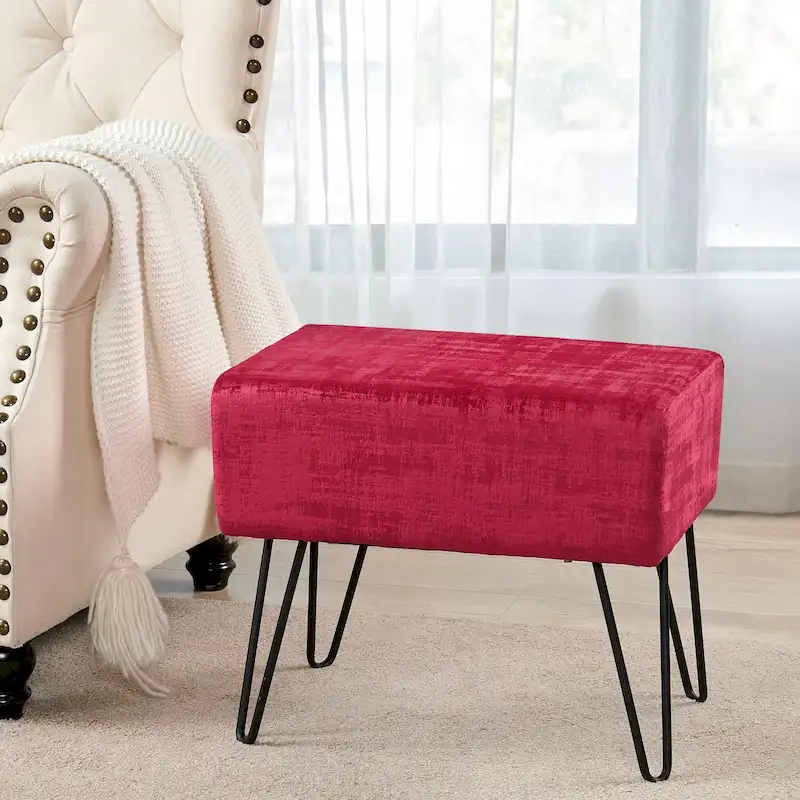 Textured Velvet Ottoman
