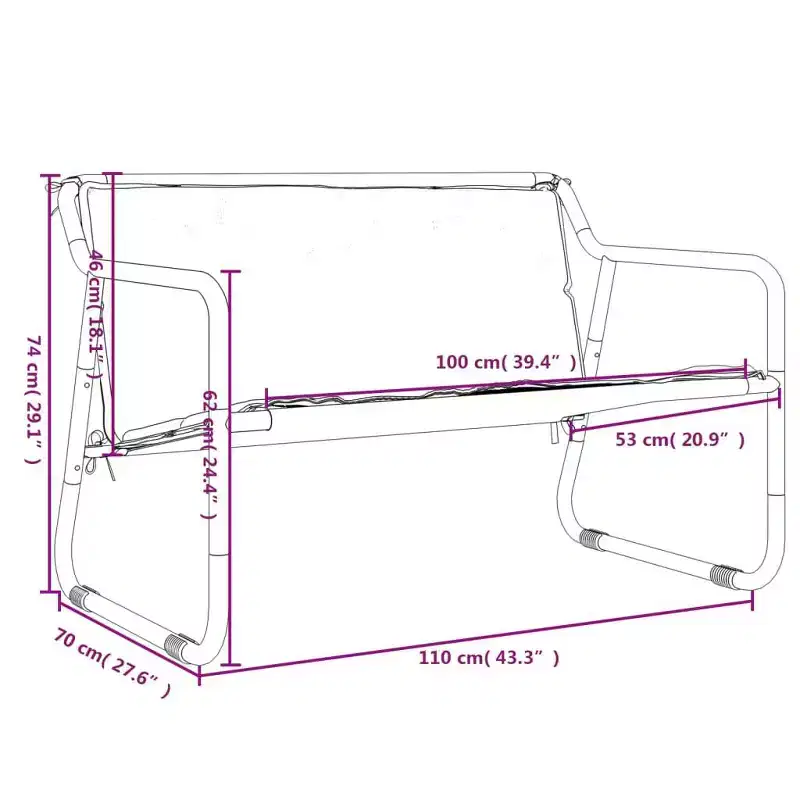 vidaXL 2-Seater Patio Bench with Cushion Anthracite Steel