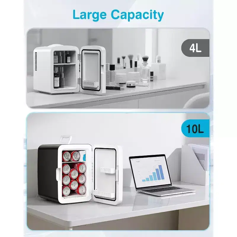 ZAFRO Compact Mini Fridge, 10L Portable Small Refrigerator, 2.6 Gal Mini Fridge with AC/DC Adapters, Small Cosmetics Cooler