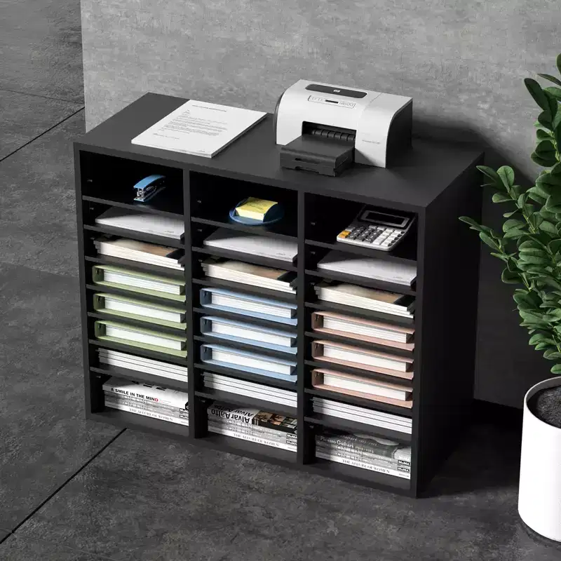 Wood Literature Organizer 24 Compartment File Sorter with Removable Shelves