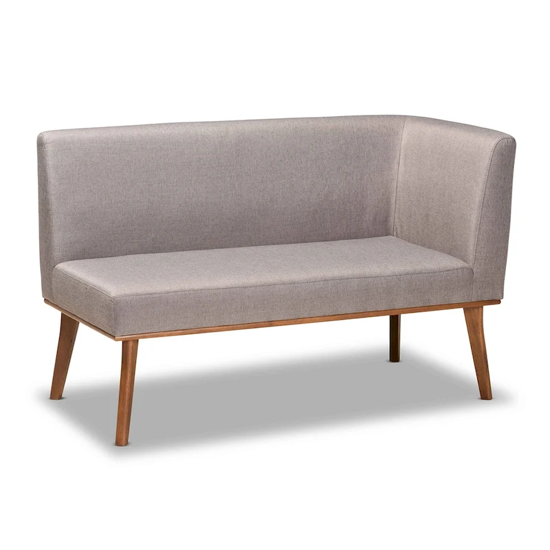 Odessa Grey Fabric and Walnut Wood 2-PC Dining Nook Banquette Set