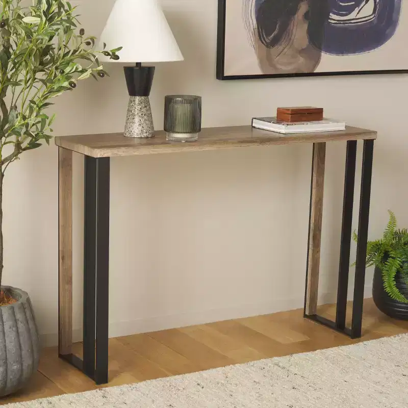 Carlino Console Table - CNS4208A - Light Brown/Black - Safavieh