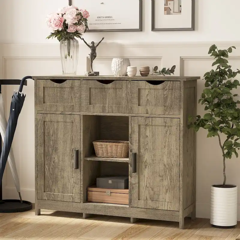 Storage Cabinets,Wooden Floor Cabinet,with Drawers and Shelves Storage Cabinets,Accent Cabinet for Living Room,Bedroom,Bathroom