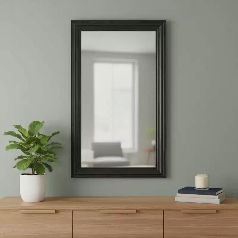 26 Black Beveled Lines Framed Accent Mirror
