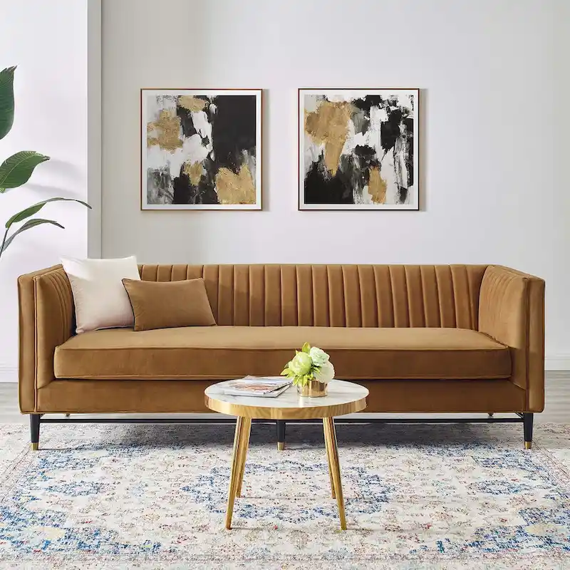 Channel Tufted Performance Velvet Sofa