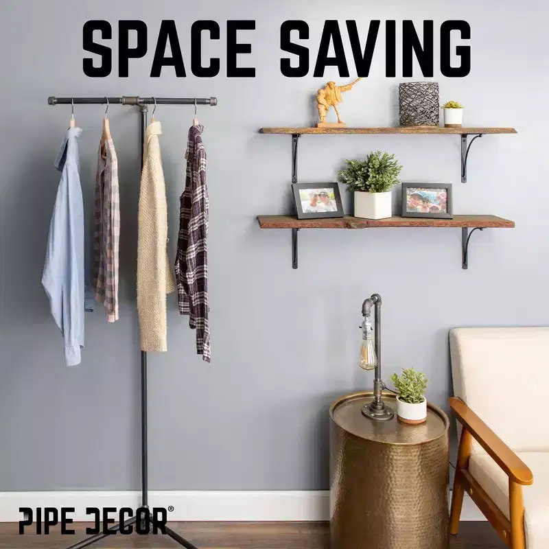 Pipe Decor Freestanding Tee-Style Pipe Clothing Rack