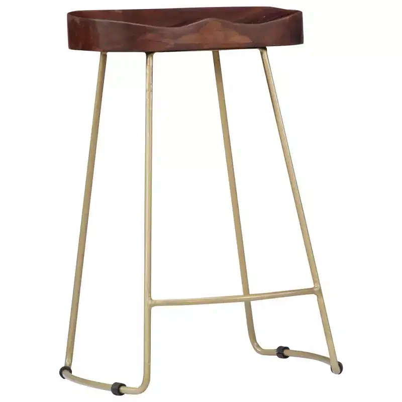 CLIHOME Solid Wood and Metal Frame Bar Stools,Vintage Kitchen Island Seating for Home (Set of 2)