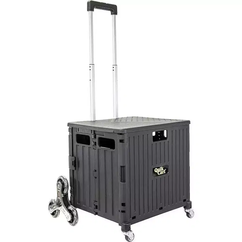 dbest products Quik Cart Stair Climber Wheeled Rolling Crate With Seat & Heavy Duty Collapsible Basket