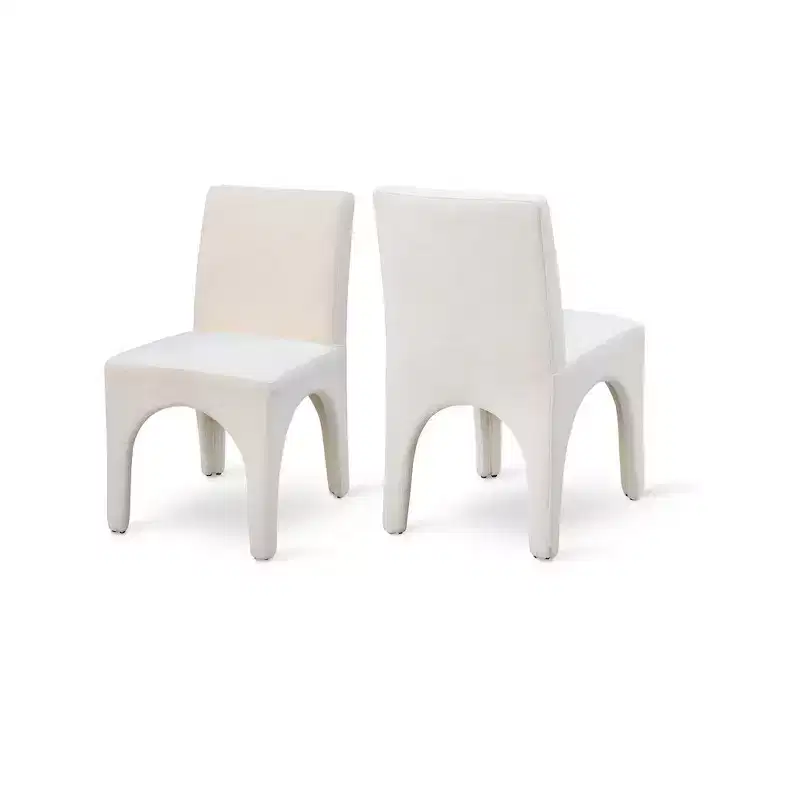 Meridian Furniture,Gramercy Linen Textured Fabric Dining Chair, Set of 2