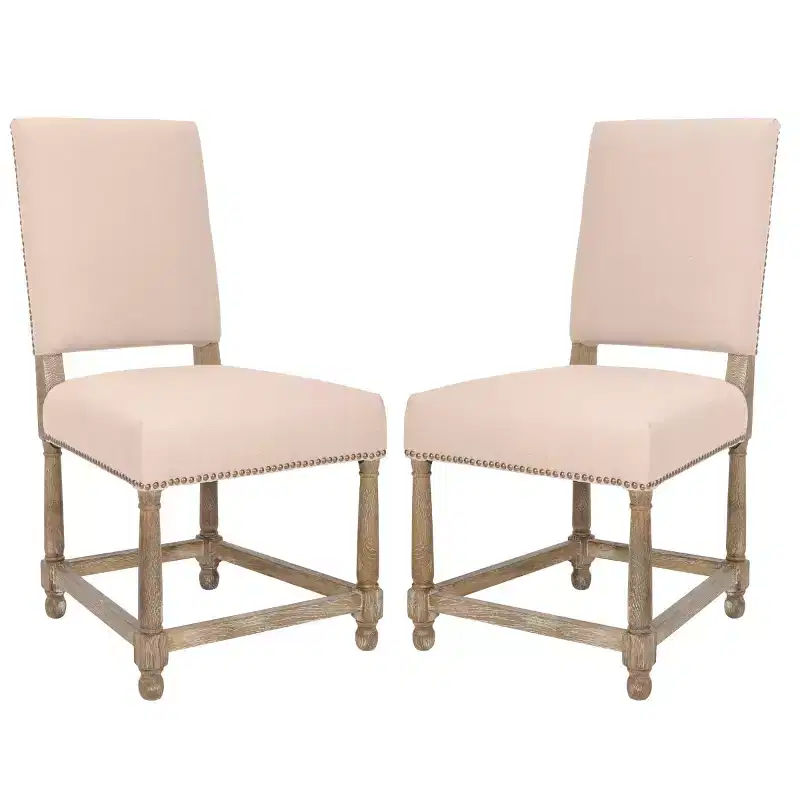 Faxon 20 H Side Chair With Nail Head Trim (Set of 2) - MCR4557 - Taupe - Safavieh Couture
