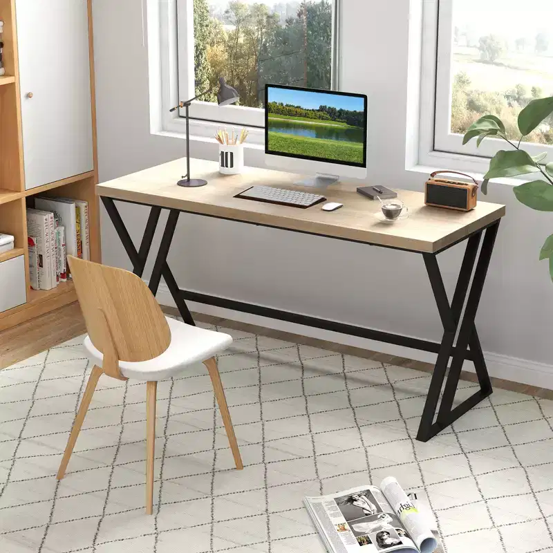 Costway 2PCS 59 Computer Desk Large Industrial Home Office Desk w/Heavy-duty Metal Frame