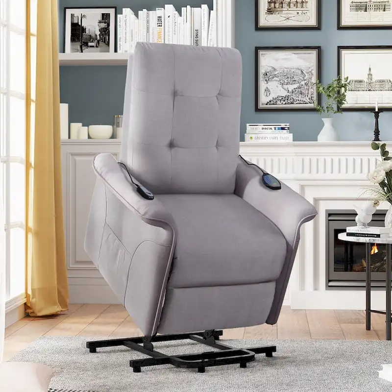 Light Grey / Dark Gray Single-Seat Power Lift Massage Recliner Chair