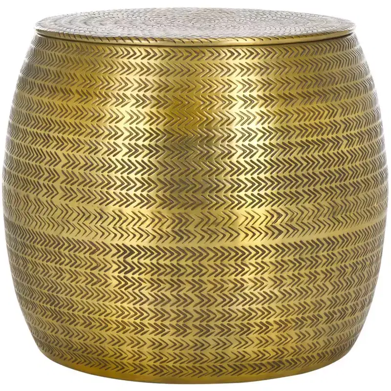 Drum Shape Aluminum Side Table with Storage