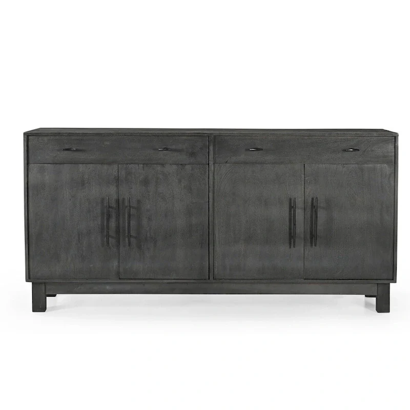 Solid Wood 4 Door Sideboard - Gray - N/A