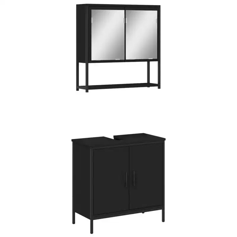 vidaXL Bathroom Furniture Set with Shelf 2 pcs Engineered wood Sink Cabinet