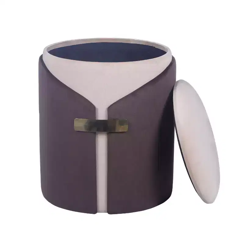 Round Velvet Storage Ottoman with Hidden Compartment – Modern Style, No Assembly Required