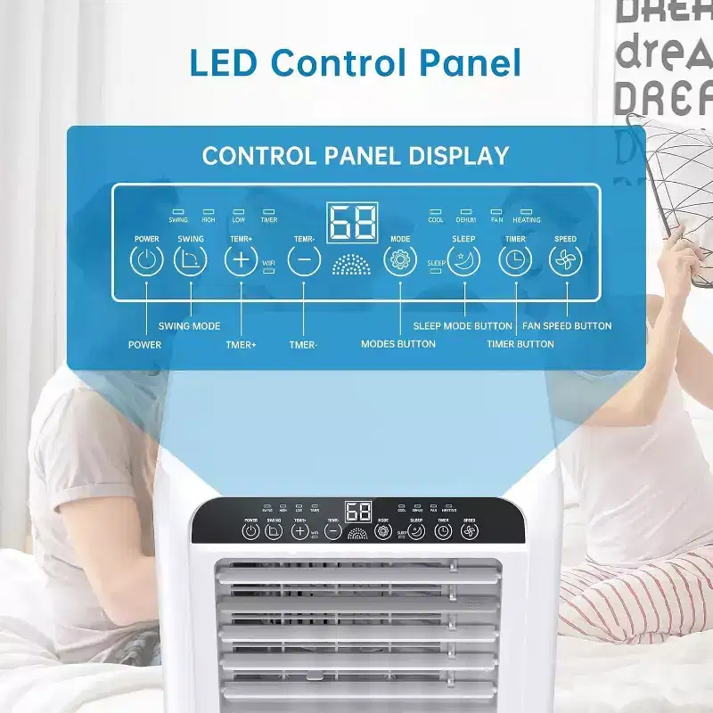 8000 BTU Ultra Quiet Portable Air Conditioner 3-in-1 AC with Dehumidifier & Fan, 24H Timer,Window Kit & Remote for 350 Sq.Ft