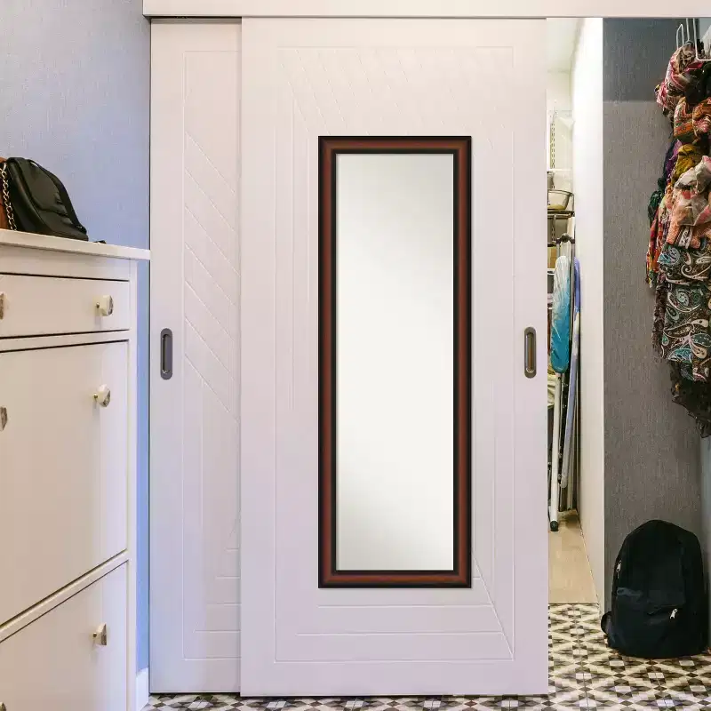 Walnut Non-Beveled On-the-Door Full Length Mirror, 51.5
