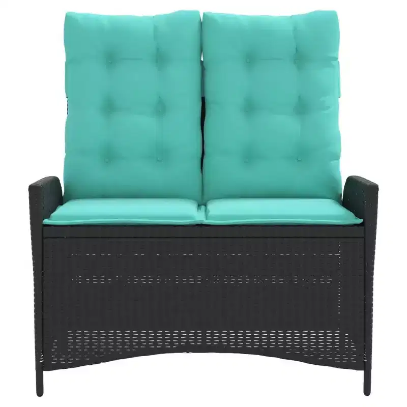 vidaXL Reclining Patio Bench with Cushions Seat Poly Rattan