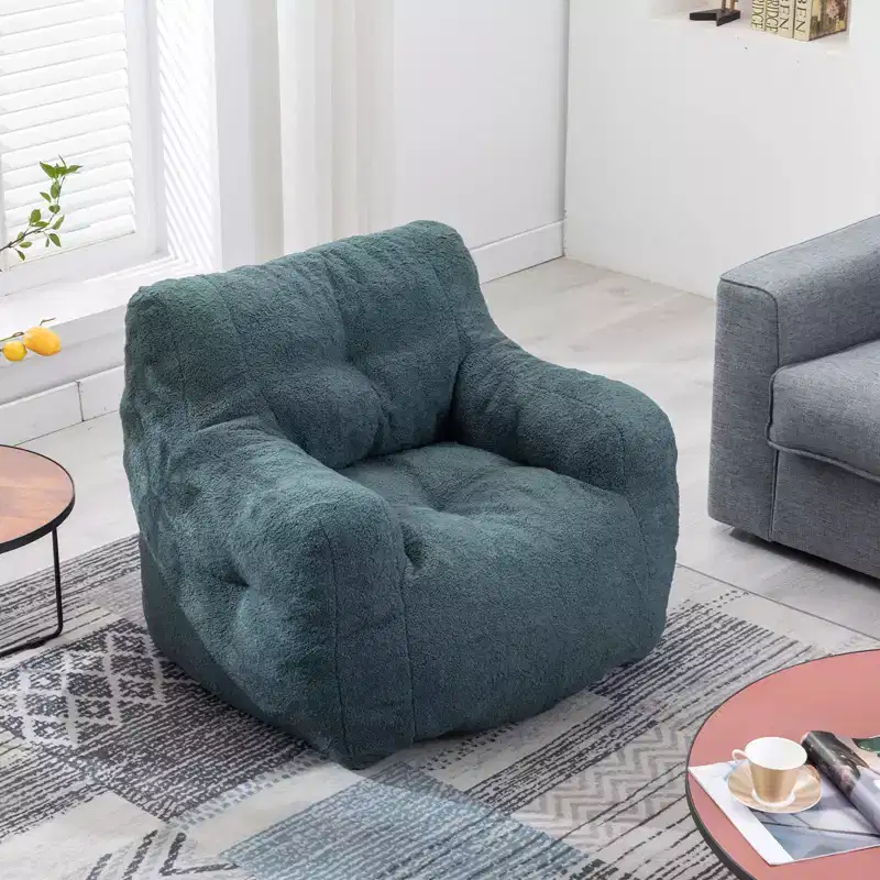 Tufted Bean Bag Chair with Filler, Fluffy Upholstered Lounger, Single Sofa for Living Room/Bedroom/Office