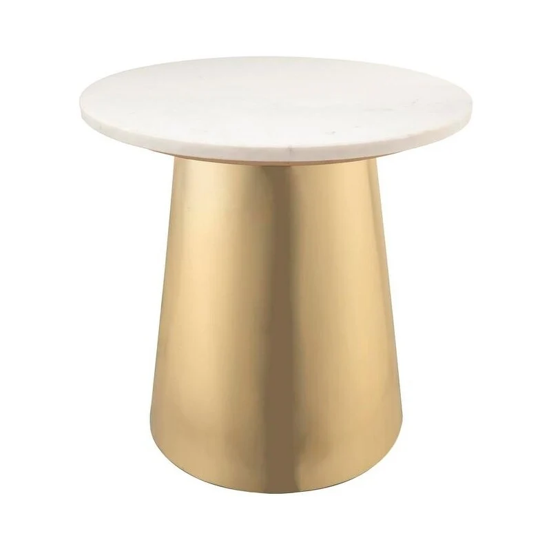 White & Gold Marble Top Side Table