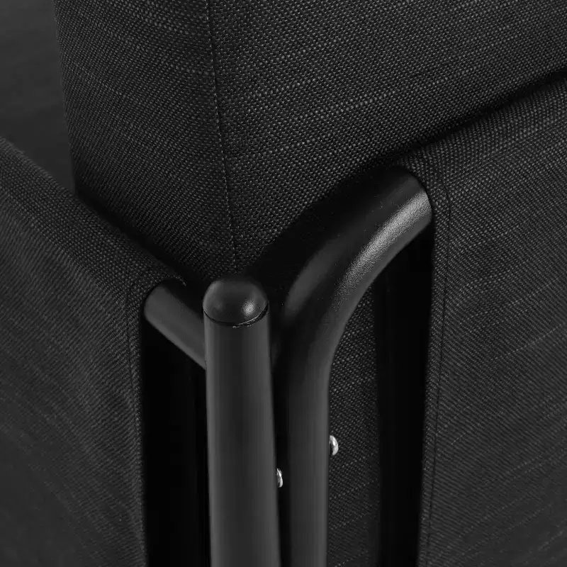 Mid Century Modern Dining Accent Chair, Water-Resistant Upholstered Club Chair with Aluminum Frame, Dark Grey Armchair for Living Room Cafe