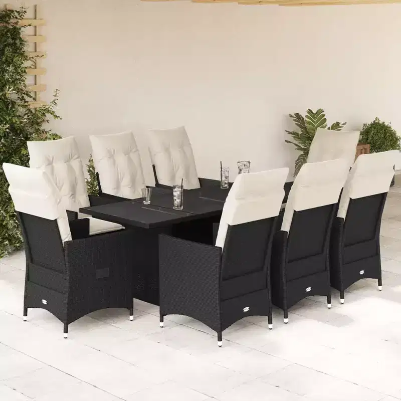 vidaXL Garden Dining Set Black, Cream White