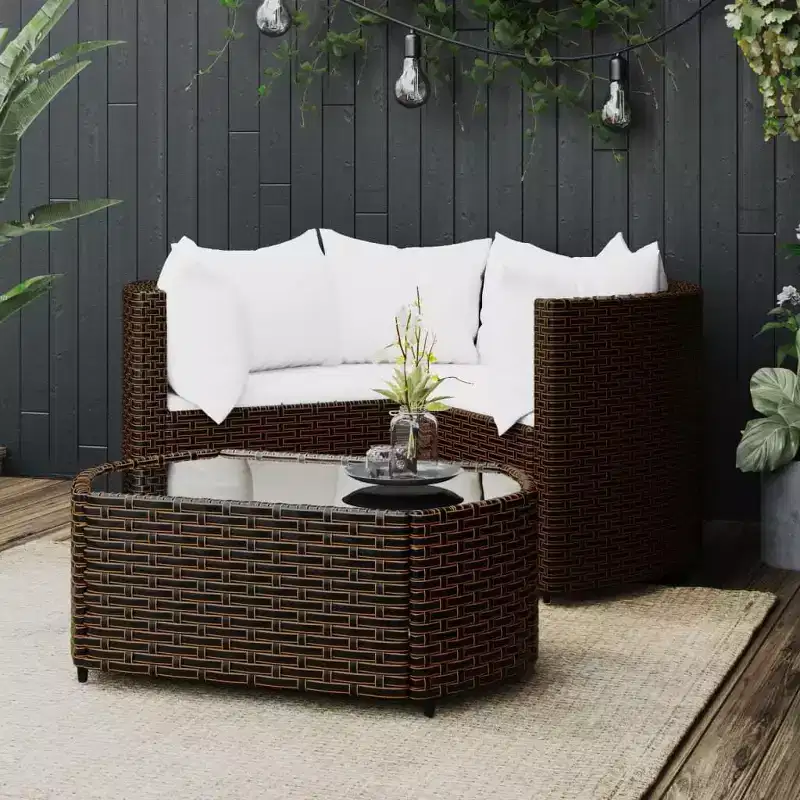 vidaXL Patio Furniture Set Modern Lounge Set with Cushions Poly Rattan