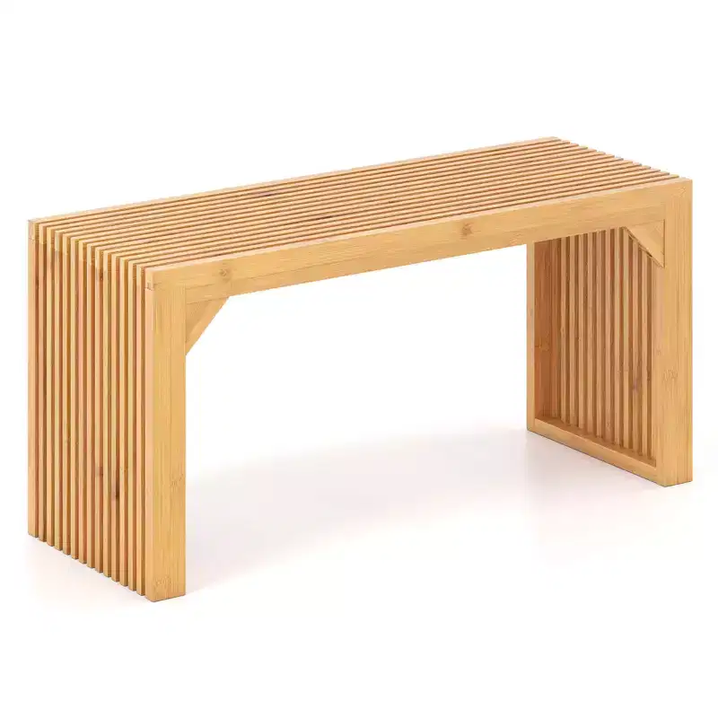 Costway 1/2 PCS Bamboo Dining Bench 36 Long Entryway Bench Indoor Outdoor Solid Wood Bench