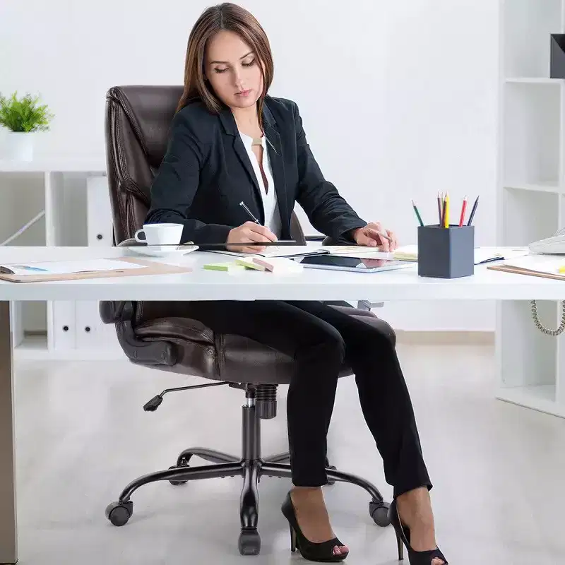 Ergonomic PU Leather Office Chair,High Back Executive Desk Chair with Flip-Up Armrests & Dynamic Lumbar Support,275LB Capacity
