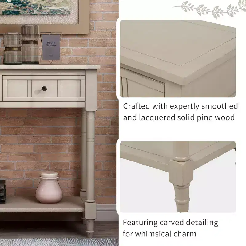 Console Table with Two Drawers and Bottom Shelf