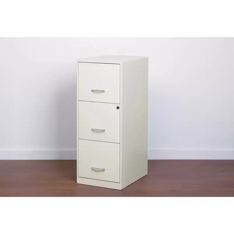 Space Solutions 18" Deep 3 Drawer Smart Letter Width Vertical File Cabinet Pearl White