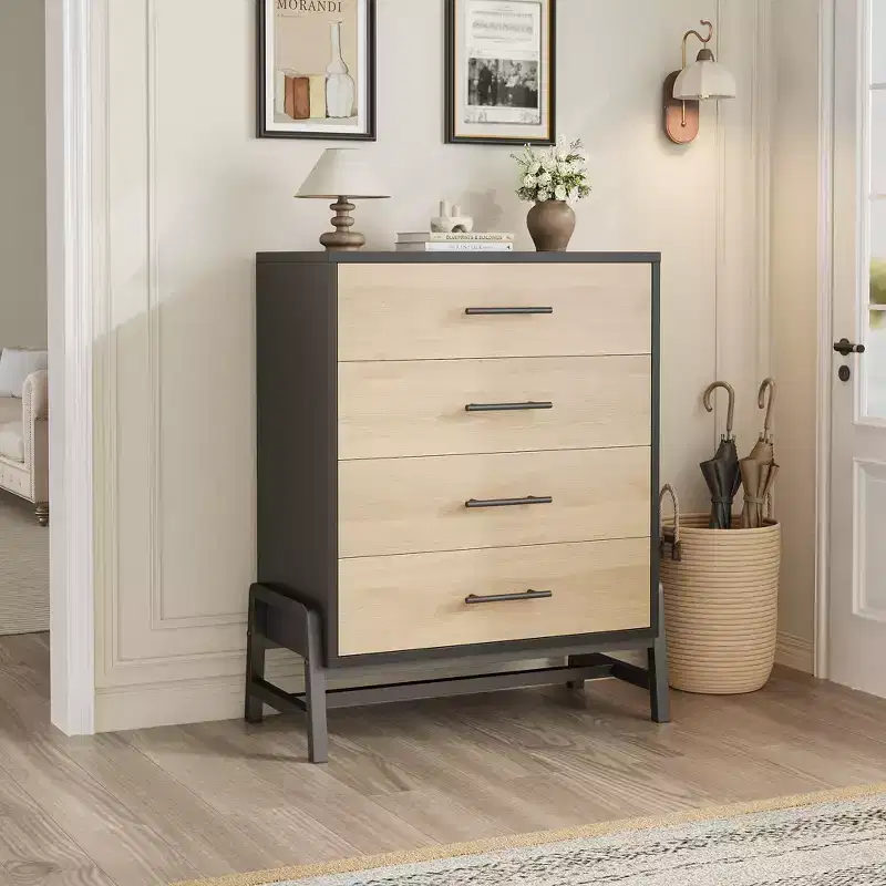 Wooden 38.6 Tall Dresser with Storage Freestanding for Living Room, Bedroom, Entryway