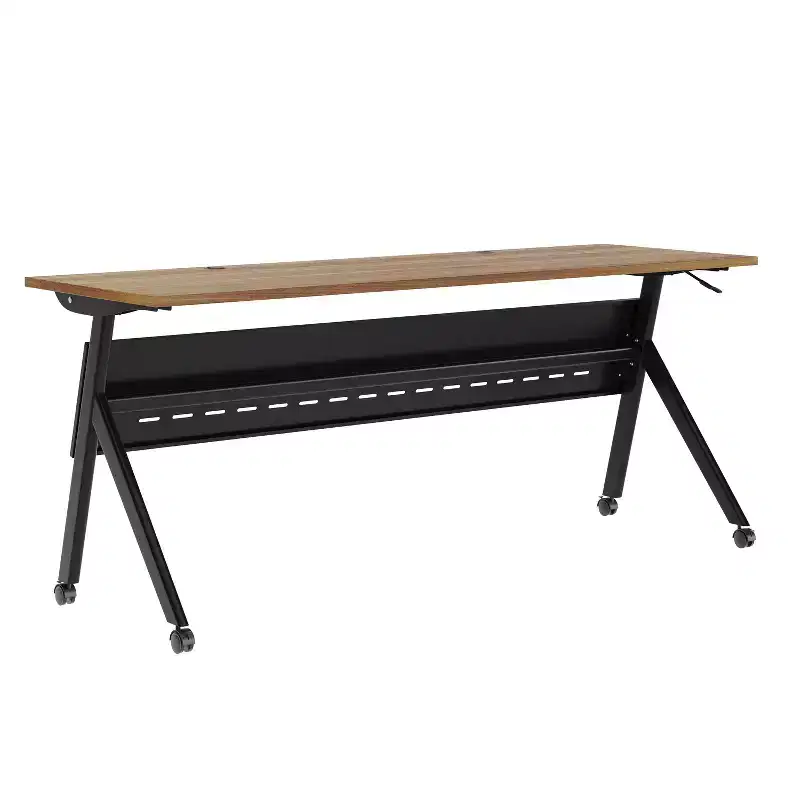 Emma and Oliver Heavy-Duty Flip Top Training Table with Nesting Design, Privacy Panel, Y-Legs, Tabletop, Metal Frame