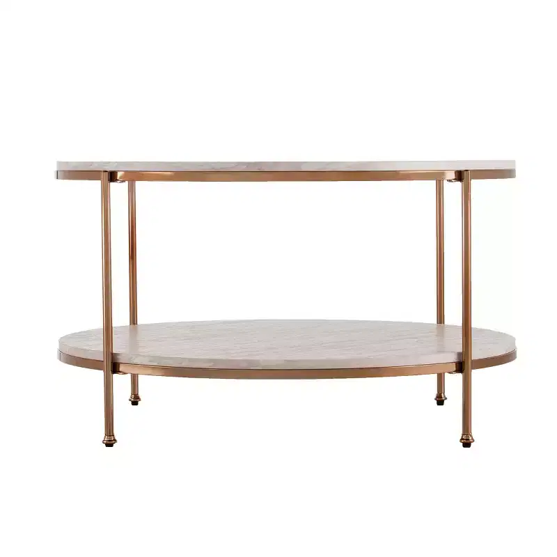 Silas Faux Stone Coffee Table - White - SEI